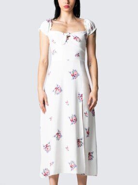 Crue White Floral Print Midi Dress BNNW